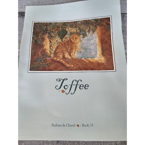 Toffee Tabby Cat by Barbara & Cheryl Cross Stitch Pattern & Embroidery Hoop Vtg - Picture 3 of 8